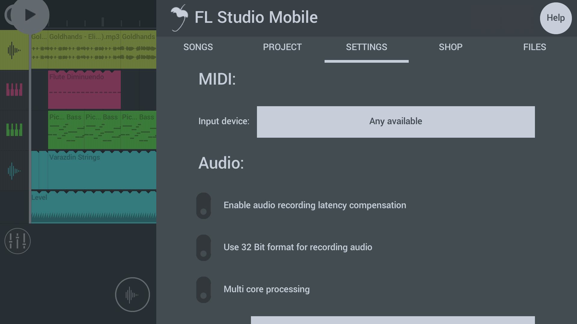 FL Studio Mobile - Home Panel Settings